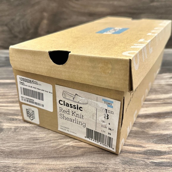 NIB Toms Classic Red Knit Faux Shearling Square Toe Flats Loafers 8 38.5 - Picture 9 of 9